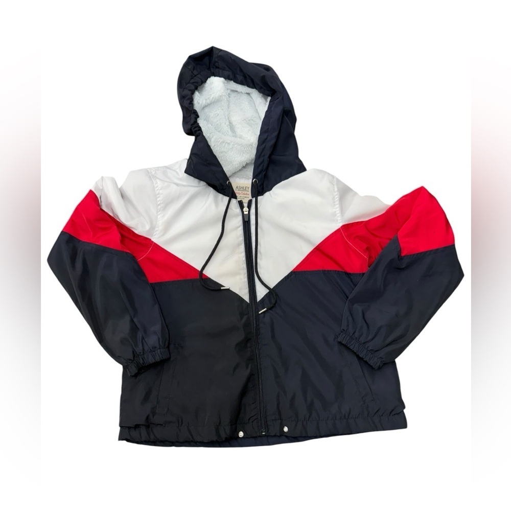 Women’s Ashley By 26 International windbreaker in navy, red & white Size Medium